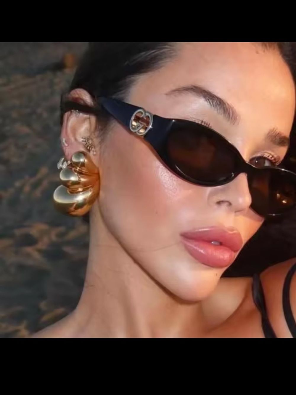 Affordable Fashion Finds Black Cat-Eye Sunglasses with Gold Accents